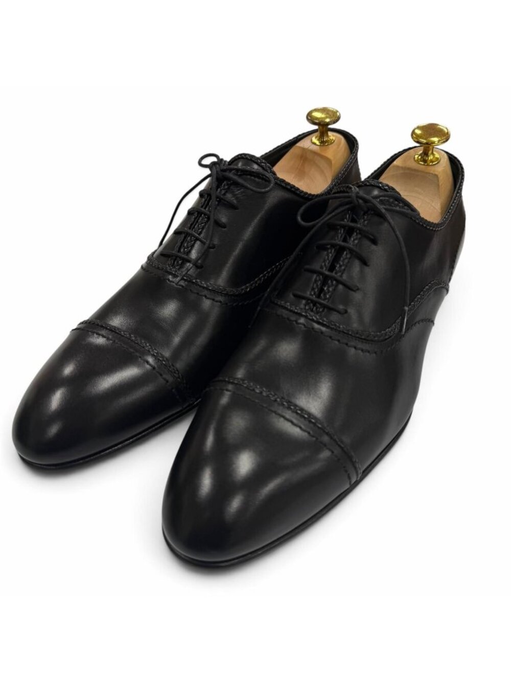 Louis Vuitton Straight Tip Lace-up Closed Lacing Leather Shoes Black Business 7